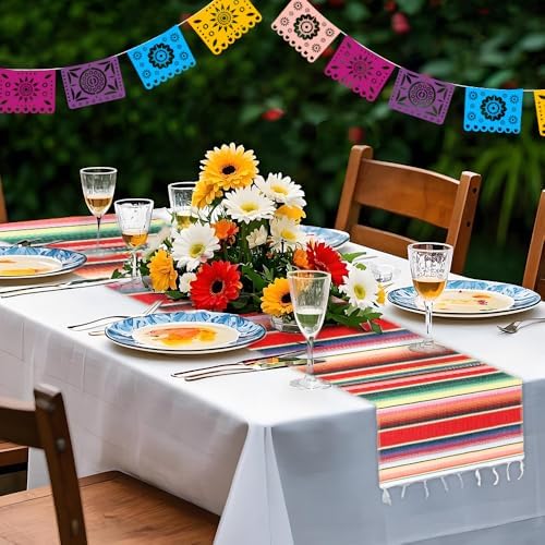 Mexican Rainbow Table Runner 14x84 Inch Fiesta Decor