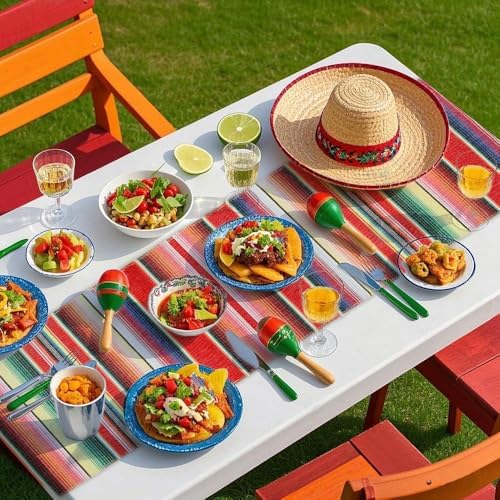 Mexican Rainbow Table Runner 14x84 Inch Fiesta Decor