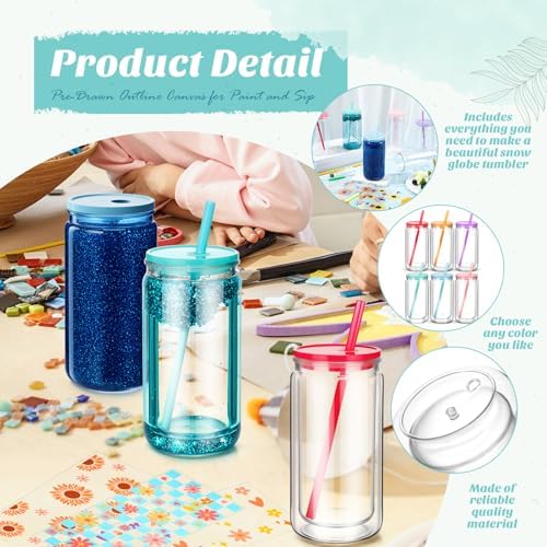 20 Pcs 6 Pack DIY Snow Globe Tumbler Kit