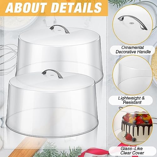 Uiifan 2 Pcs Clear Plastic Cake Cover with Metal Handle