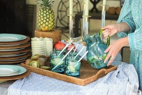 Caspari Acrylic Pitcher Turquoise Green Handle