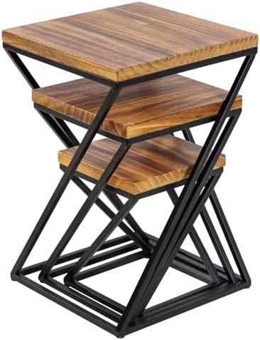 MyGift Rustic Burnt Wood Pizza Riser Stand Set