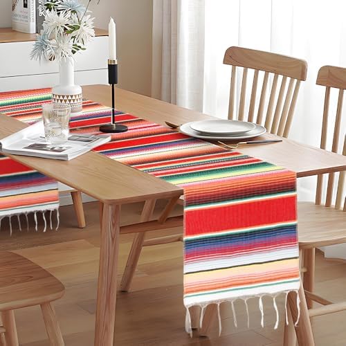 Mexican Rainbow Table Runner 14x84 Inch Fiesta Decor