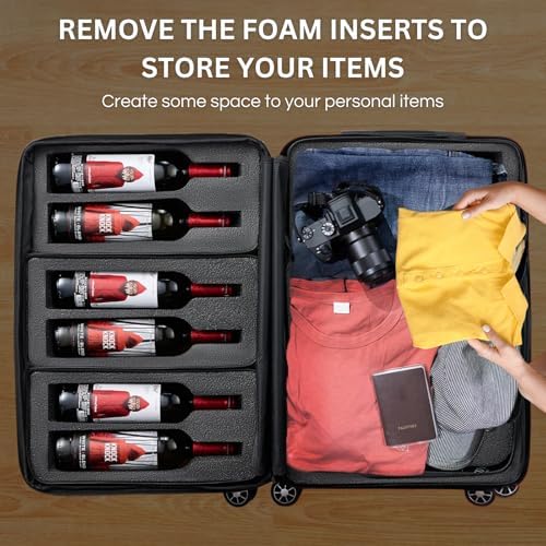 The Wine Savant 12 Bottle Wine Suitcase with 6 Expandable Travel Bags