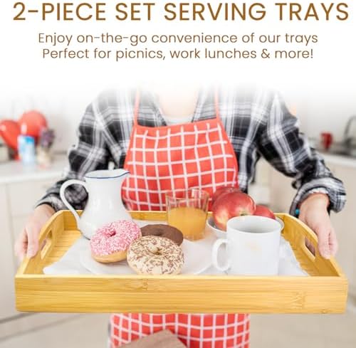 GOLD HONEY Bamboo Serving Tray Set of 2