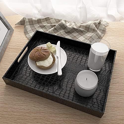 Lyellfe Black Serving Tray with Handles