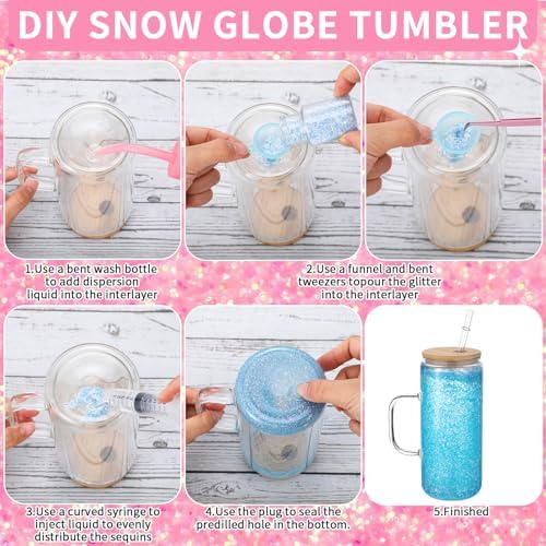 Skylety 9 Piece Snow Globe Tumbler Kit with Lid and Straw
