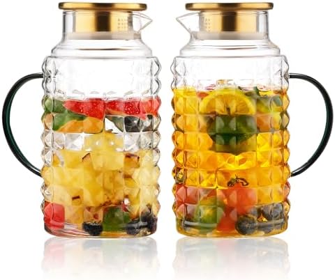 Glass Pitcher With Lid and Handle - 2 Pack 68oz 1