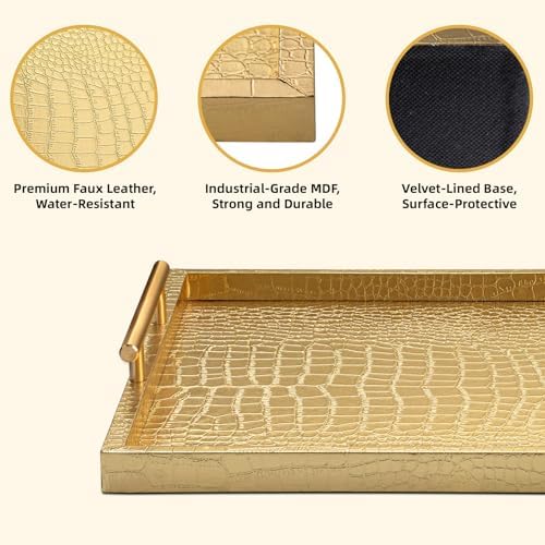 Modern Elegant Large Wood Serving Tray Set of 2