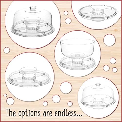 Homeries Acrylic Cake Stand with Lid 6 in 1