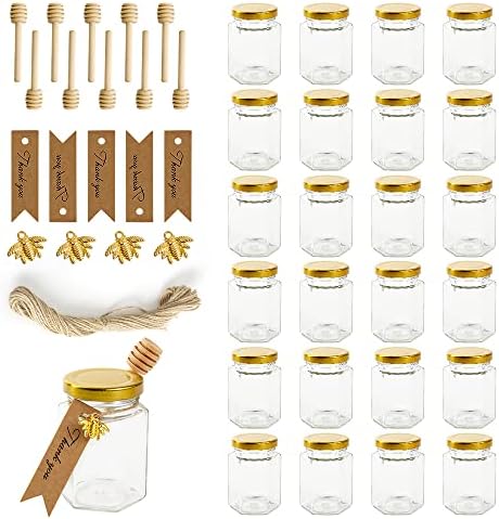 12 Pack 4oz Glass Honey Jars with Golden Lids
