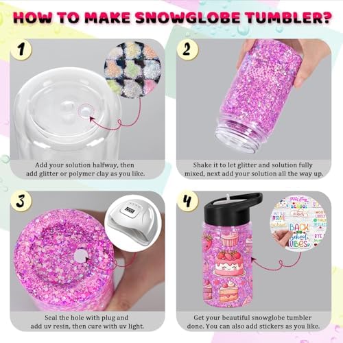 10 Oz Kids Snowglobe Tumbler 10 Pack with Glitter Plug and Hole