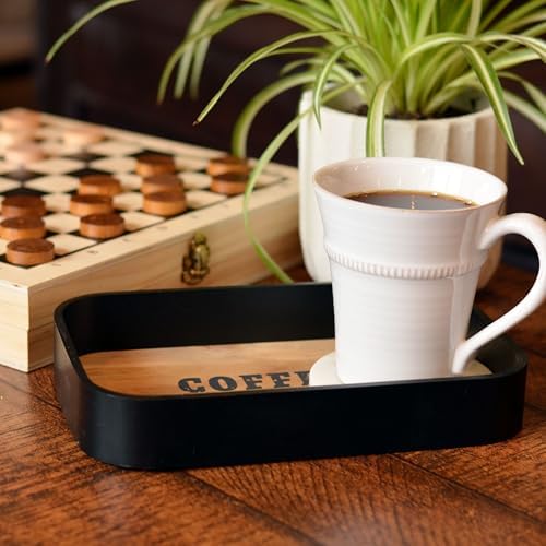 Morning Coffee Tray with Saying Black and Natural Design 95 Inches