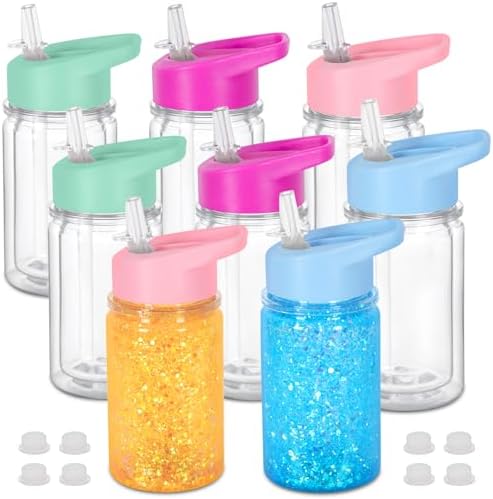 8 Pack 10 Oz Plastic Snow Globe Tumbler with Plug