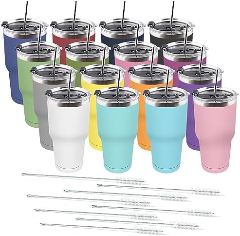 Amtidy 16 Pack 30oz Travel Mug with Lid and Brush