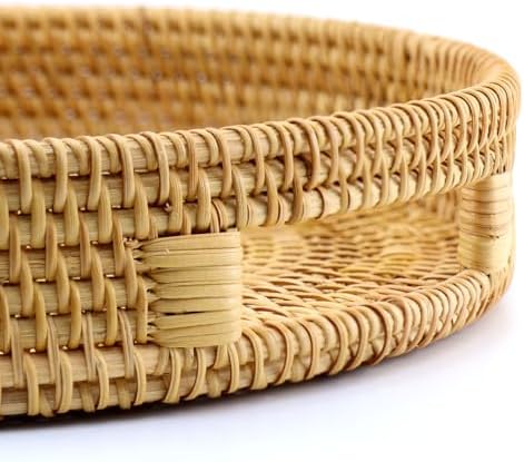 Handwoven Rattan Serving Tray with Natural Wicker Design