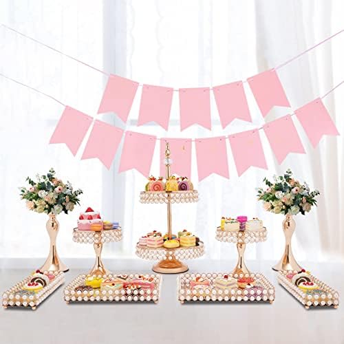 Tremenpow 9 Piece Gold Cake Stand Set for Display