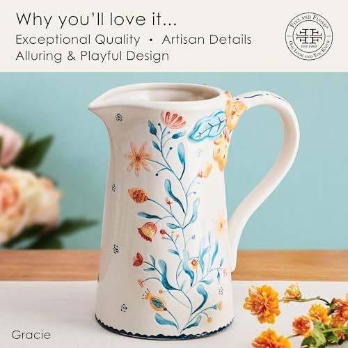 Fitz and Floyd Gracie Pitcher Vase 275 Qt