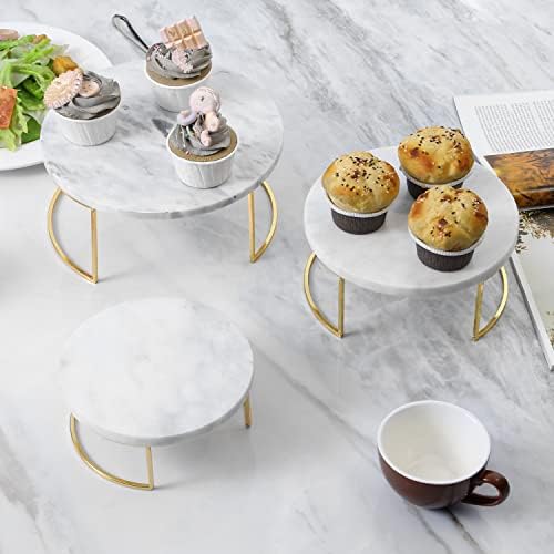 MyGift Modern White Marble Cake Stand Set of 3