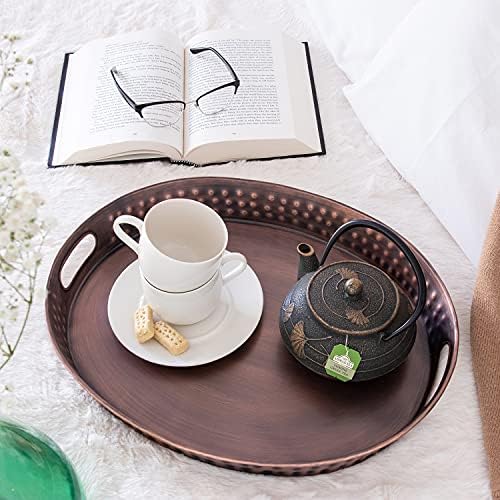 Monarch Abode Serving Tray with Handles 17 Inch Antique Copper