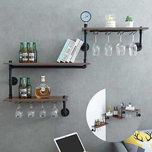 MAIKAILUN Wall Mounted Corner Wine Rack 3 Tier Black