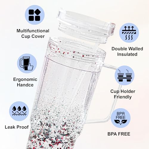 AGH 40 oz Snow Globe Tumbler with Handle 2 Pack