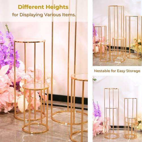 5PCS Round Gold Cake Stand for Party Display