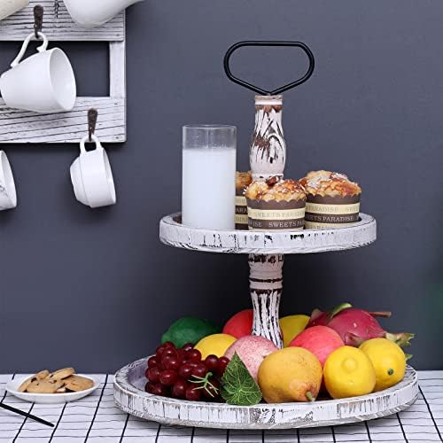 LKMANY 2 Tier Round Rustic Cupcake Stand Trays