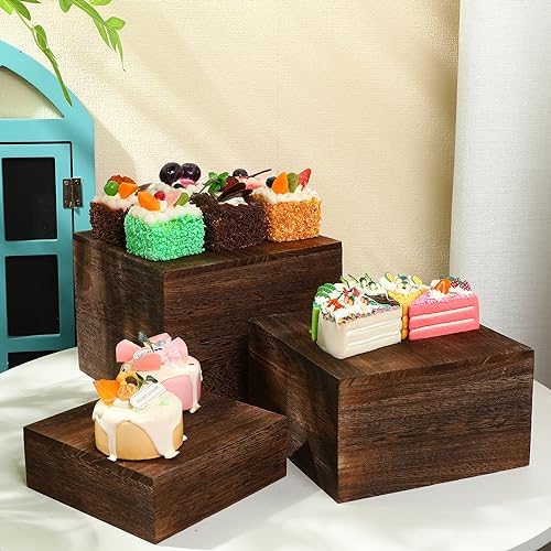 Barydat 3 Pcs Wooden Cupcake Stands Buffet Display Riser