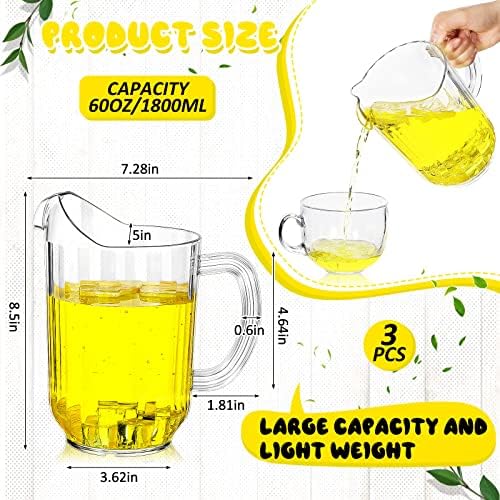 Tessco for You 3 Pc 60 Ounce Clear Plastic Pitchers