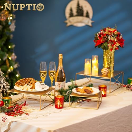 NUPTIO 10 Inch Metal Cake Stand Gold Display