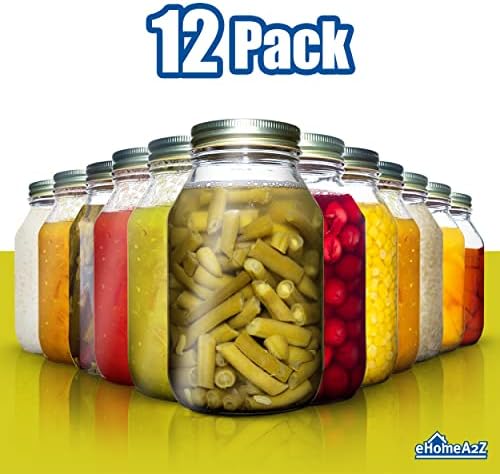 EHOMEA2Z 32 Oz Mason Jars with Lids 12 Pack