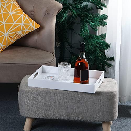 Modern Acrylic Ottoman Tray with Handles 11x14 Inch White