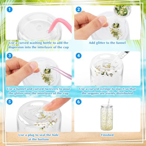 HOMIEE 8 Pack 16 Oz Snow Globe Tumblers with Tools