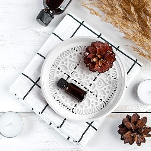 12 Inch Round Wooden Serving Tray with Handles