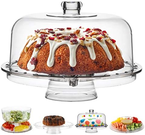 Homeries Acrylic Cake Stand with Lid 6 in 1