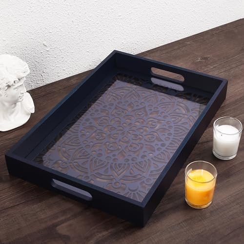 Wooden Serving Tray with Handles 15x10 Inch