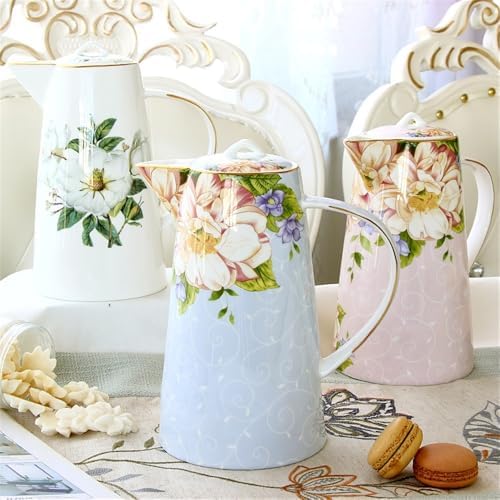1200ML Bone China Water Pitcher with Lid and Handle