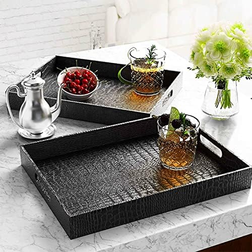 Lyellfe Black Serving Tray with Handles