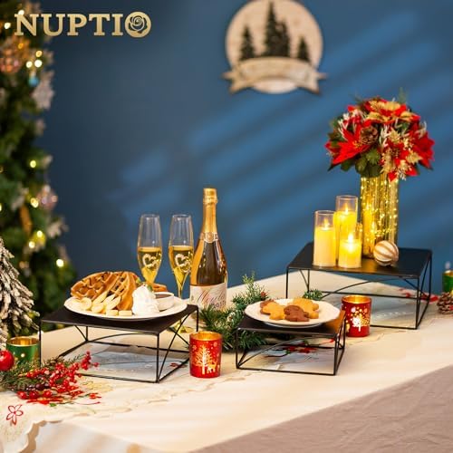 NUPTIO Metal Cake Stand Set 10 Inch Black Display Stand