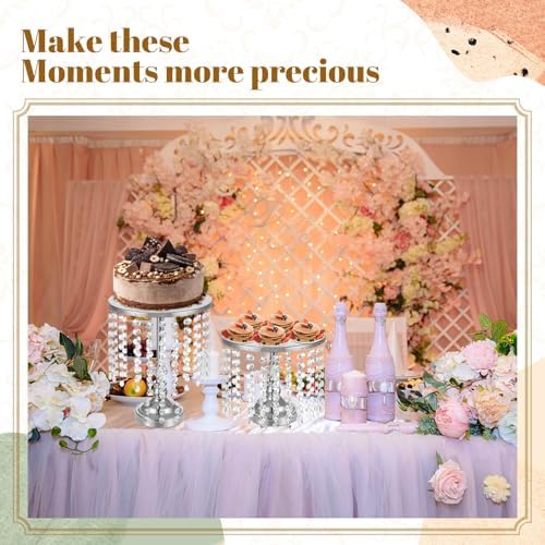 Bokon 6 Pcs Silver Crystal Cake Stand Set