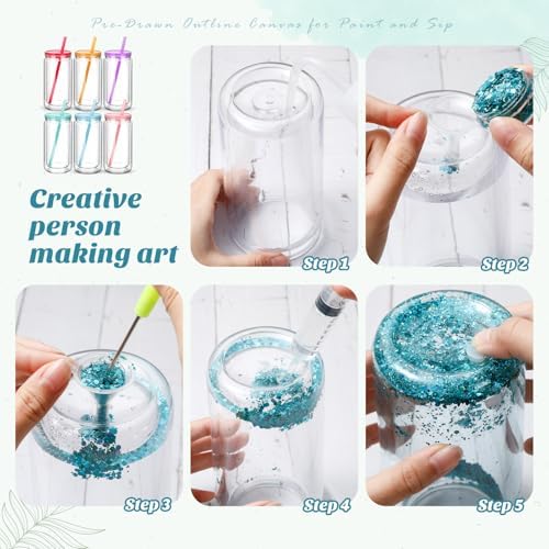 20 Pcs 6 Pack DIY Snow Globe Tumbler Kit