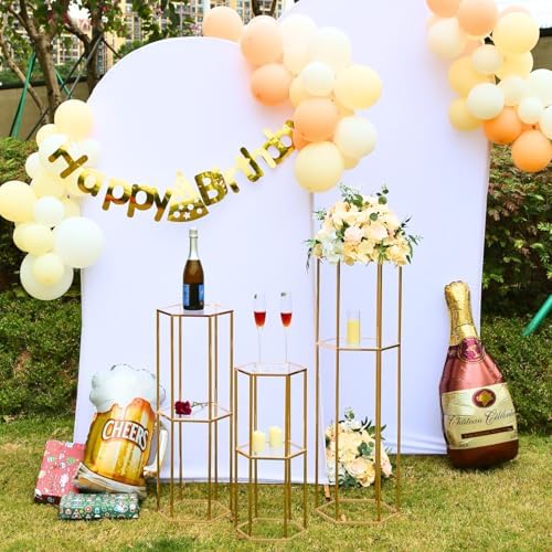 2PCS 2 Tier Hexagon Gold Cake Stand for Party