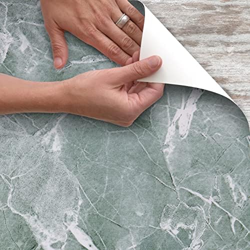 Magic Cover Self-Adhesive Vinyl Liner 18 x 16 Marble Emerald Green