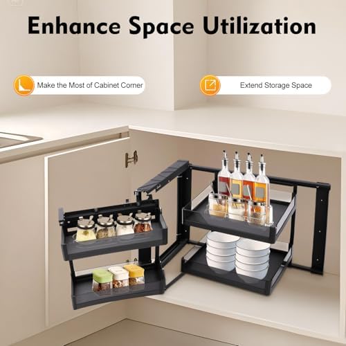 Cubellin Blind Corner Cabinet 2 Tiers Pull Out Organizer