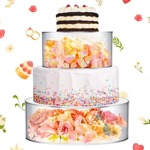 Sunnyray 2 Pcs Acrylic Cake Stands with LED String Lights