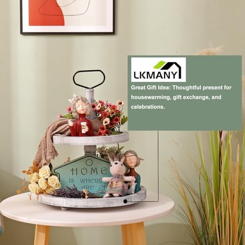 LKMANY 2 Tier Round Rustic Cupcake Stand Trays