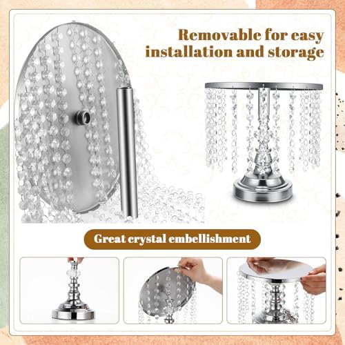Bokon 6 Pcs Silver Crystal Cake Stand Set