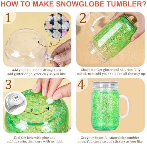 20 Oz Acrylic Snowglobe Tumbler with Handle 6 Pack