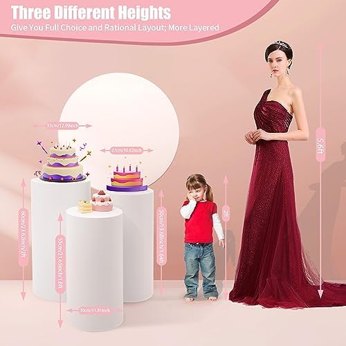 3PCS White Cylinder Cake Stand Set for Events